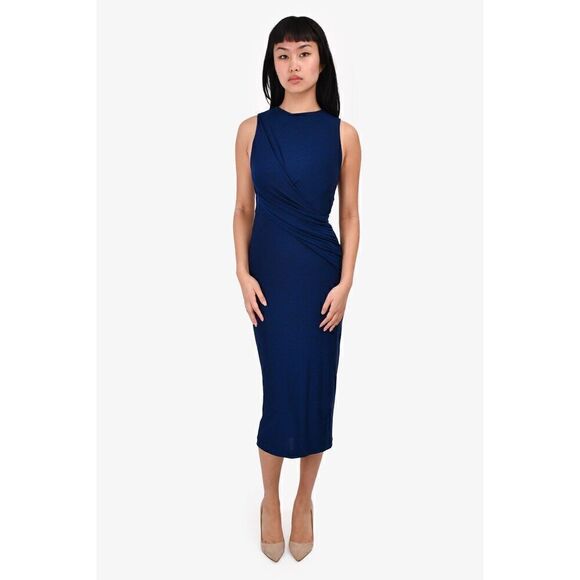 T BY ALEXANDER WANG NAVY KNOTTED SLEEVELESS DRESS SIZE small - Picture 1 of 8